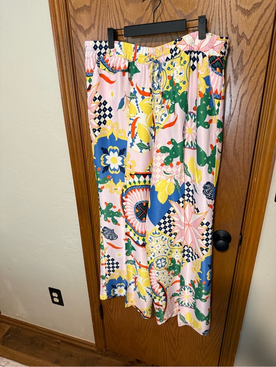 Anthropologie Maeve Pants - Maeve Anthropologie Pink Multi Floral & Geometric Wide-Leg pant
